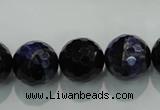 CTE936 15.5 inches 16mm faceted round dyed blue tiger eye beads