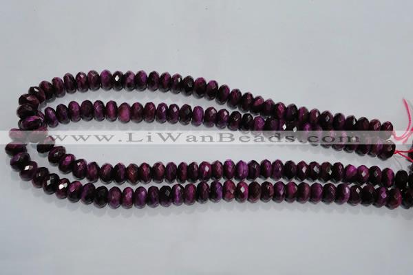 CTE981 15.5 inches 6*10mm faceted rondelle dyed red tiger eye beads