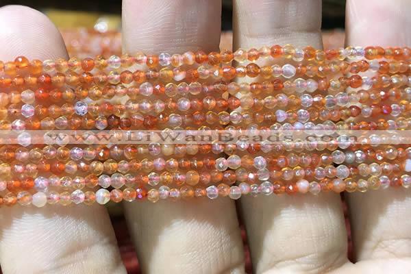 CTG1003 15.5 inches 2mm faceted round tiny red agate beads