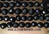 CTG1010 15.5 inches 2mm faceted round tiny black agate beads