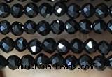 CTG1011 15.5 inches 2mm faceted round tiny black spinel beads