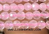 CTG1124 15.5 inches 3mm faceted round tiny rose quartz beads