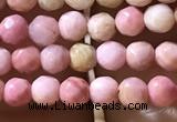 CTG1188 15.5 inches 3mm faceted round pink wooden fossil jasper beads