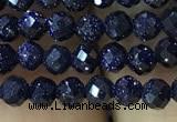 CTG1191 15.5 inches 3mm faceted round blue goldstone beads