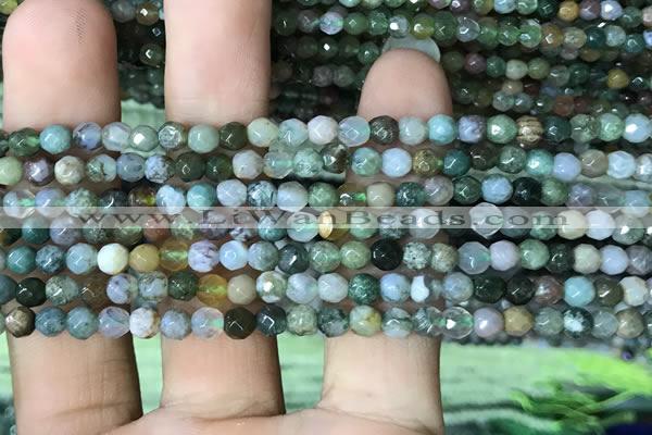 CTG1210 15.5 inches 4mm faceted round tiny Indian agate beads