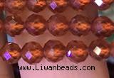 CTG1217 15.5 inches 4mm faceted round tiny orange garnet beads