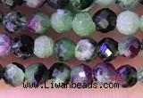 CTG1315 15.5 inches 3mm faceted round ruby zoisite beads