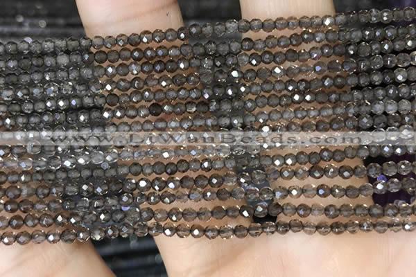 CTG1408 15.5 inches 2mm faceted round smoky quartz beads wholesale