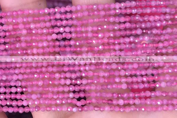 CTG1435 15.5 inches 2mm faceted round pink tourmaline beads