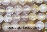 CTG1489 15.5 inches 3mm faceted round golden rutilated quartz beads