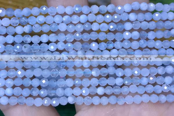 CTG1493 15.5 inches 3mm faceted round aquamarine beads wholesale