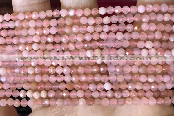 CTG1501 15.5 inches 3mm faceted round strawberry quartz beads