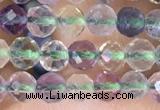 CTG1540 15.5 inches 4mm faceted round fluorite beads wholesale