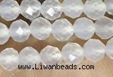 CTG1552 15.5 inches 4mm faceted round white agate beads wholesale