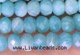 CTG1611 15.5 inches 3*4mm faceted rondelle tiny amazonite beads