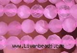 CTG1635 15.5 inches 3.5mm faceted round tiny rose quartz beads