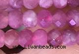 CTG1643 15.5 inches 3.5*5mm faceted rondelle tiny pink tourmaline beads