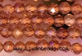 CTG1650 15.5 inches 3mm faceted round tiny orange garnet beads