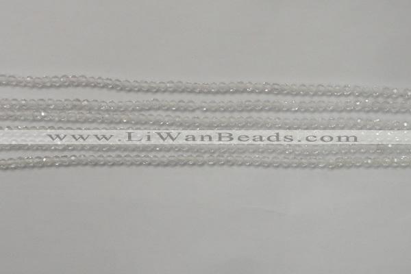 CTG202 15.5 inches 3mm faceted round tiny white crystal beads