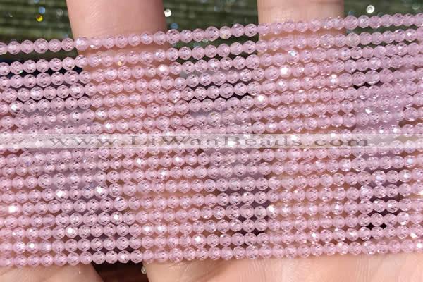 CTG2101 15 inches 2mm faceted round tiny quartz glass beads