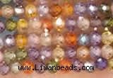 CTG2106 15 inches 2mm faceted round tiny quartz glass beads