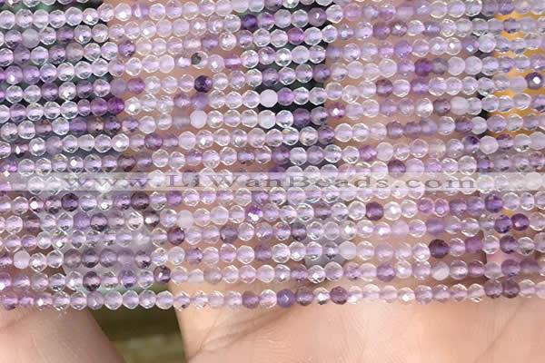 CTG2127 15 inches 2mm,3mm faceted round purple fluorite gemstone beads