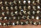 CTG2146 15 inches 2mm,3mm & 4mm faceted round pyrite gemstone beads