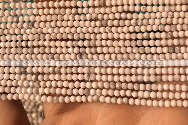 CTG2148 15 inches 2mm,3mm & 4mm faceted round white howlite beads