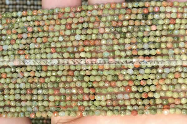 CTG2214 15 inches 2mm,3mm faceted round unakite gemstone beads