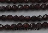 CTG222 15.5 inches 3mm faceted round tiny red garnet beads