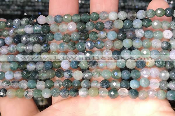 CTG2221 15 inches 2mm,3mm & 4mm faceted round moss agate beads