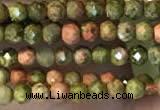 CTG2252 15 inches 2mm faceted round unakite gemstone beads