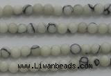 CTG250 15.5 inches 2mm round tiny white howlite turquoise beads