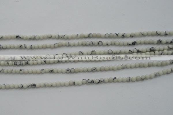 CTG250 15.5 inches 2mm round tiny white howlite turquoise beads