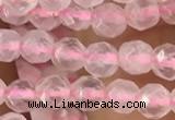 CTG2500 15.5 inches 4mm faceted round rose quartz beads