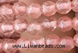 CTG2501 15.5 inches 4mm faceted round cherry quartz beads