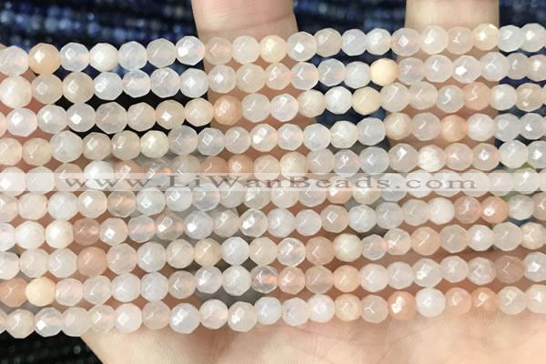 CTG2518 15.5 inches 4mm faceted round pink aventurine beads