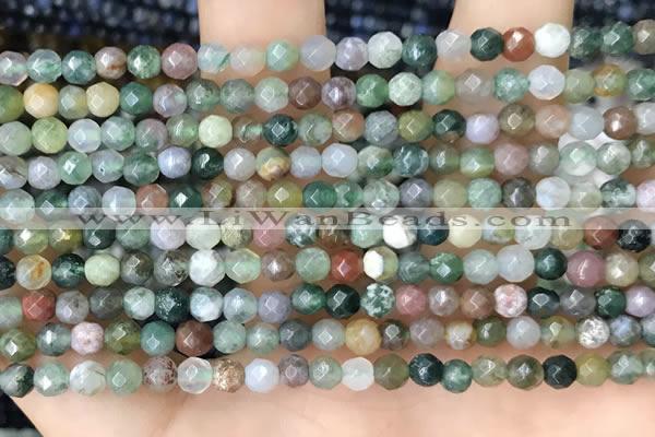 CTG2533 15.5 inches 4mm faceted round Indian agate beads