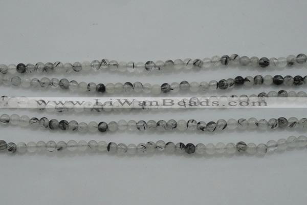 CTG254 15.5 inches 3mm round tiny black rutilated quartz beads