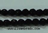 CTG30 15.5 inches 3mm faceted round black agate beads wholesale