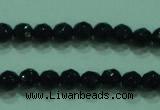 CTG31 15.5 inches 4mm faceted round black agate beads wholesale