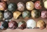 CTG3552 15.5 inches 4mm faceted round picasso jasper beads