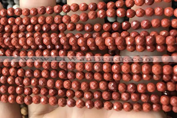 CTG3555 15.5 inches 4mm faceted round red jasper beads