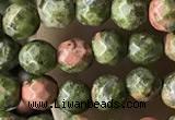 CTG3579 15.5 inches 4mm faceted round unakite beads wholesale