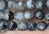 CTG3586 15.5 inches 4mm faceted round black labradorite beads