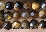 CTG3588 15.5 inches 4mm faceted round yellow tiger eye beads