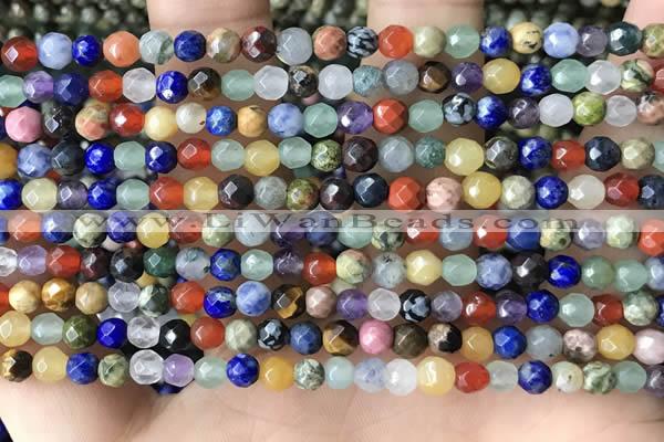 CTG3596 15.5 inches 4mm faceted round mixed gemstone beads