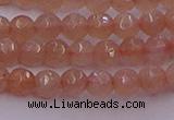 CTG507 15.5 inches 4mm faceted round tiny peach moonstone beads