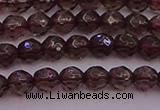 CTG511 15.5 inches 4mm faceted round tiny smoky quartz beads