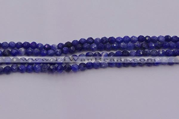 CTG513 15.5 inches 4mm faceted round tiny sodalite beads